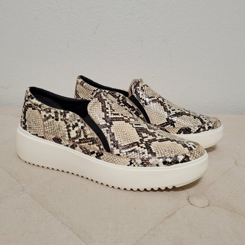 New Vionic Kearny Snake Print Slip on Platform Leather Sneakers Size 9.5